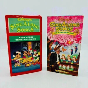 Disney's Sing Along Songs VHS Tapes - Very Merry Christmas & Zip-A-Dee-Doo-Dah 2